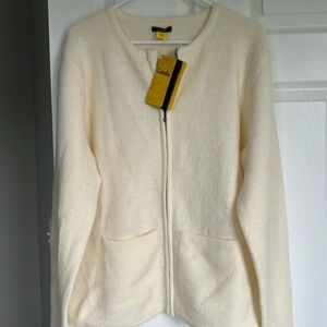 NWT Cabela’s winter white washable wool zip cardigan Size XL